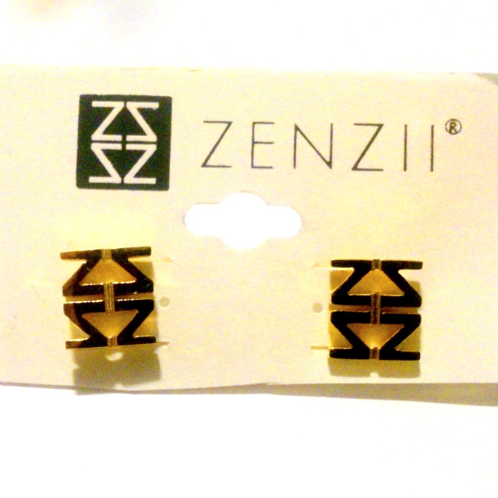 Zenzii Gold-Tone Double Z Initial Post Back Pierced Earrings